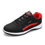 PU Leather Casual Shoes Men's Ultralight Sneakers Autumn Winter Footwear Support Mart Lion Black red 38 