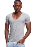 Deep V Neck T-Shirt Men's Plain V-Neck Cotton Compression Top Tees Fathers Day Gifts Men's Clothing Mart Lion Light Gray 1 S 