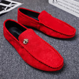 Off-Bound Men's Casual Shoes Bee Suede Loafers Flats Driving Soft Moccasins Footwear Slip-On Walking Mart Lion Red 39 
