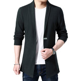 Cardigan Men's Sweaters Spring Autumn Casual Cardigan Jacket Solid Color Long Windbreaker Single Button Coats Mart Lion   