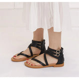 Casual Flat Rome Sandals Women Shoes Summer  Gladiator Bohemia Ladies Back Zipper MartLion   