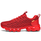 Men's shoes breathable mesh lace running shoes outdoor fitness training anti slip wear-resistant casual MartLion Red 39 