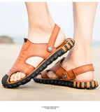 Casual Summer Slippers Leather Men's Sandals MartLion - Mart Lion