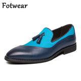 Sky Blue Dress Shoes Men's Driving Tassel Loafers Slip On Smoking Wedding Party Leather Mart Lion   