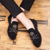 Men's Suede Leather Loafers Casual Metal Skull Decoration Moccasins Oxfords Shoes Party Footwear Slip-On Driving Flats Mart Lion   