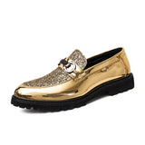 Spring Autumn Men's Formal Shoes party Wedding Luxury Dress gold British Style Pointy MartLion Gold 8.5 