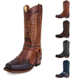 Knee High Boots Autumn Winter Men's Retro Carved Western Cowboy Deep V-mouth Cover Foot High Tube Mart Lion   