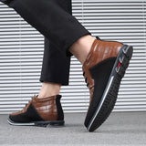 Classic Casual Shoes Men's Retro Style Ankle Boots Slip On Leather Ankle Outdoor Footwear High-top Sneakers Mart Lion   