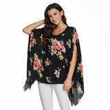 Women Blouses Print Chiffon Blouse Shirt Batwing Sleeve Casual MartLion