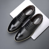 Men's British Retro Carved Brogue Shoes Lace-up Leather Dress Office Wedding Party Oxfords Flats Mart Lion Black 6 