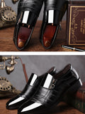 Classic Men's Dress Shoes Elegant Formal  Wedding Slip On Office Oxford Black Brown Mart Lion   