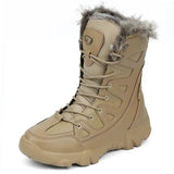 Winter Waterproof Men's Boots Plush Super Warm Snow sneakers Ankle Outdoor Desert Combat Army Hombre MartLion Khaki 8.5 