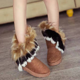 Snow Woman Winter Warm Female Mid-calf Boots With Fur Plush Ladies Shoes Furry British Soft Flock Short Slip-On Mart Lion yellow 36 