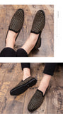Black Rhinestone Men's Dress Shoes Velvet Crystal Luxury Moccasins Loafers Office Party Flats Zapatos Hombre MartLion   
