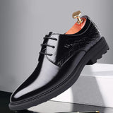 Men's Lace Up Leather Shoes Casual British Formal Dresses Evening Party Wedding MartLion black 9.5 