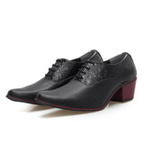 Classic High Heel Men's Shoes Leather Wedding Groom Luxury Designer Oxfords Black White MartLion black 38 