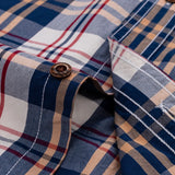 England Style Contrast Casual Checkered Shirts Button-down Soft Cotton  Long Sleeve Standard-fit Plaid Shirt MartLion   