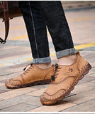 Summer Men's Casual Shoes Soft Leather Breathable Handmade Rome Flat Moccasins Sneakers MartLion   