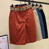 Skirt Pants for Women's Shorts Summer Wide Leg Blue  Waist Pockets Woman Short MartLion   