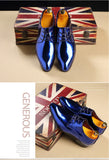 Patent Leather Men's Wedding Shoes Gold Blue Red White Oxfords Shoes Designer Pointed Toe Dress MartLion   