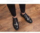 Men's Leather Dress Formal Shoes Luxury Dress Shoes Party Wedding Slip on Brogue Style Flats MartLion   