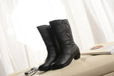 Women's Mother Female Ladies Leather Shoes Boots Botas Knee High Zipper Winter Warm Plush Mid Calf MartLion
