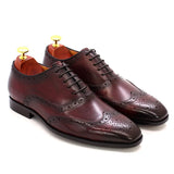 Handmade Men's Wingtip Oxford Shoes Genuine Calfskin Leather Brogue Dress Classic Formal Shoes MartLion   