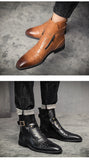 Men's Basic Boots PU Leather Vintage Shoes Zip Winter Autumn Motorcycle MartLion   