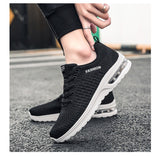 Trendy Black Green Air Sneakers Men's Shoes Non Slip Air Cushion Trainers Couple Flying Weaven Casual Mart Lion   