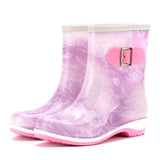 Women Rainboots Cute Spring Autumn Female Ankle Waterproof Slip-On Antiskid Shoes Wading Footwear Mart Lion 5.5 Violet 
