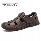 Summer Genuine Leather Men's Sandals Lightweight Shoes Outdoor Beach Casual Sneakers Mart Lion   