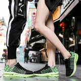 Trendy Black Green Air Sneakers Men's Shoes Non Slip Air Cushion Trainers Couple Flying Weaven Casual Mart Lion   