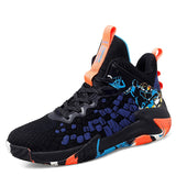 Non-slip Basketball Shoes Men's Air Shock Outdoor Trainers Light Sneakers Young Teenagers High Boots Basket Mart Lion Blue red 38 
