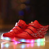 JawayKids Children Glowing Shoes with wings for Boys and Girls LED Sneakers with fur inside fun USB Rechargeable MartLion Red 1 