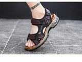 Summer Men's Sandals Genuine Leather Slippers Gladiator Beach Soft Outdoors Wading Shoes Mart Lion   