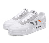 Korean Men's Sports and Leisure Flat Shoes Non Slip Breathable Student Light Low Top White Walking Mart Lion   