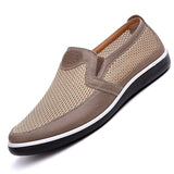 Summer Mesh Shoes Men's Slip-On Flat Sapatos Hollow Out Father Casual Moccasins Basic Espadrille Mart Lion 16 Beige 5.5 