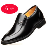 Increased 6 cm Men's Formal Shoes Hidden Heel Wedding Oxfords Heighten Tall Dress Leather Footwear MartLion black increased heel 37 