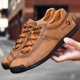 Fotwear Men's Leather Shoes Outdoor Lace Up Walking Classic Leisure Sneakers Brown Designer Zapatos Mart Lion Brown 6.5 