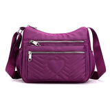 Women Handbags Messenger Bag Washed Nylon Lightweight Waterproof Shoulder Zipper Crossbody Purse Mart Lion Purple Large29cmx10cmx24cm 