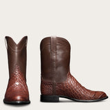 Design Cowboy Boots Black Brown Faux Leather Ankle Retro Men's Crocodile Pattern Western Footwear Mart Lion Auburn 5.5 