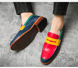 Leather Men's Casual Shoes Trend Loafers Moccasins Breathable Slip On Mix Color Driving MartLion   