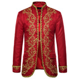 British Style Palace Prince Black Embroidery Men's Wedding Groom Suit Jacket Stage Singers Coat Masculino blazers MartLion red S 