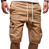 Men's Cargo Shorts Summer Bermuda Military Style Straight Work Pocket Lace Up Short Trousers Casual Mart Lion   