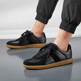 Men's Sneakers Lace Up Sports Shoes Walking Faux Nubuck Vucanize White Black Non-slip Mart Lion Black 39 