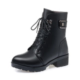 Female Ladies Women Leather Ankle Boots Platform Winter Plush Fur Warm Shoes MartLion
