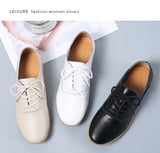 Spring Summer Women Oxford Shoes Ballerina Flats Shoes Women Genuine Leather Shoes Moccasins Lace Up MartLion   