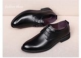 Men's Leather Shoes Pointed Toe Dress Flats Shoes Office Footwear Black Casual Korean Version MartLion   