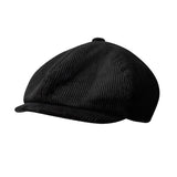 Retro Winter Caps Men's Corduroy Newsboy Hat Woman Flat Cap Warm Cap Dad Outdoors Casual Octagonal Cap Gatsby Hat MartLion black M 56-58CM 
