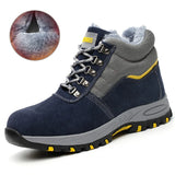 Men's Boots Steel Toe Shoes Work Indestructible Safety Puncture-Proof Work Sneakers Winter MartLion RF008-bluefur 36 